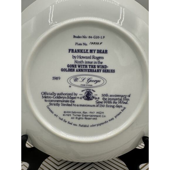 Gone With The Wind Golden Anniversary Series "Frankly, My Dear" Plate - Picture 5 of 5
